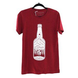 Moore Bottle Tee Unisex‎ S Burgundy Outdoorsy Adventure Minimalist Camping NWT